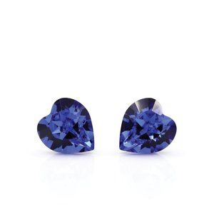8mm Sapphire Swarovski Crystal Heart Studs | September Birthstone | Blue Heart